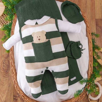  Saída de Maternidade Theodoro - Verde Militar e Bege Novo